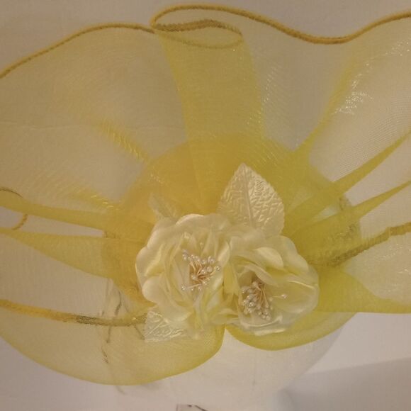 🆕👒 Vintage French Style Fascinator Church Hat - Yellow - Picture 1 of 7